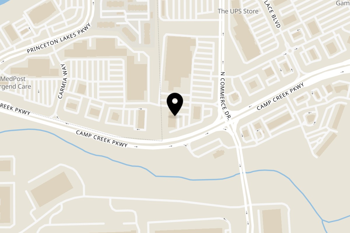 Map showing the location of Blu Cantina Camp Creek on 3560 Camp Creek Pkwy #130 in Atlanta